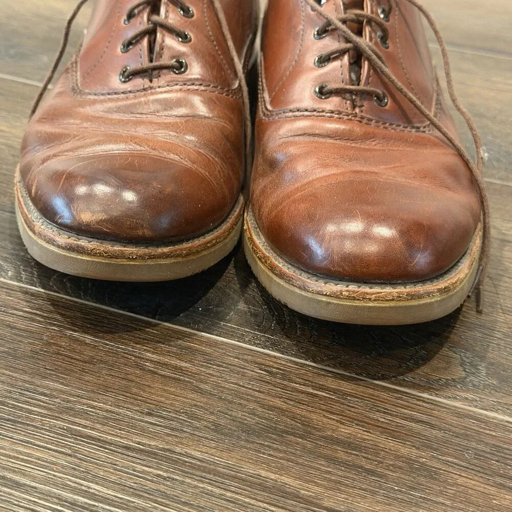 Vintage Lands End Direct Merchants Leather Oxfords Men's 8 M Cap Toe Brown